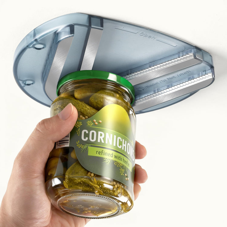 Mount-on Cabinet Jar Opener for Weak Hands,Seniors with Arthritis,Double U Shaped Grooves Grip Bottle Opener for Any Size Lid,304 Stainless Steel One-Handed Can Opener Tool for Home Assistance,White