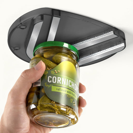 Mount-on Cabinet Jar Opener for Weak Hands,Seniors with Arthritis,Double U Shaped Grooves Grip Bottle Opener for Any Size Lid,304 Stainless Steel One-Handed Can Opener Tool for Home Assistance,White